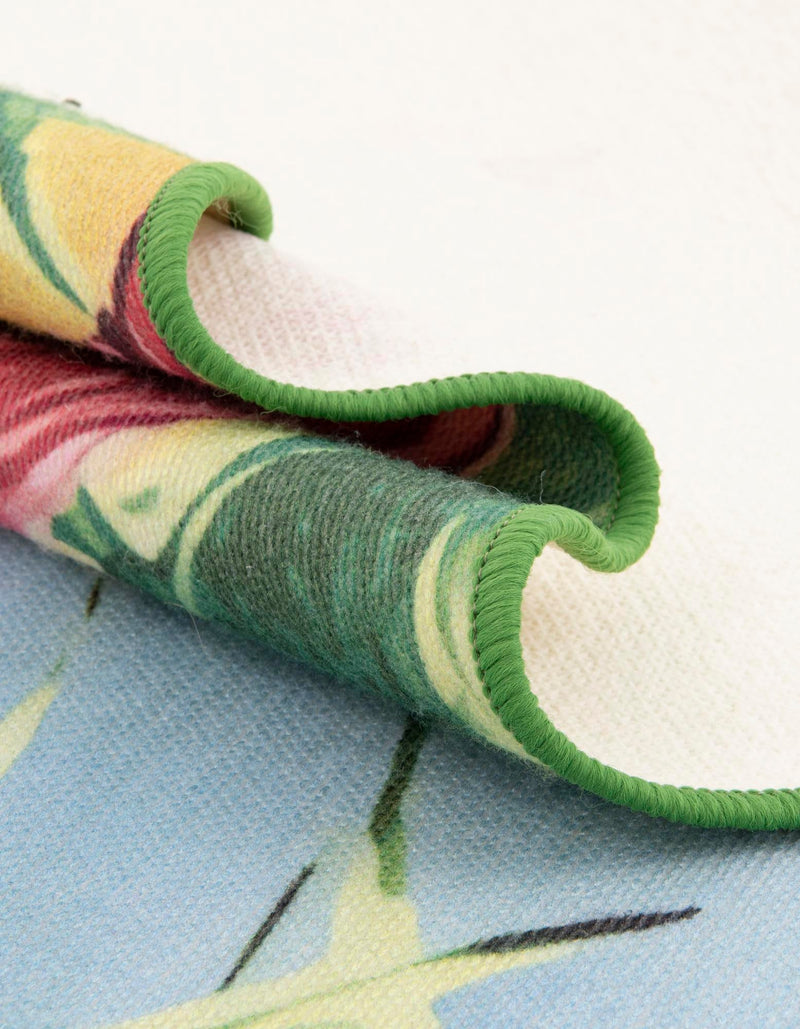 Belizean Tropics Outdoor Rugs Collection Area Rug - Placencia Round Blue and Green lifestyle 73