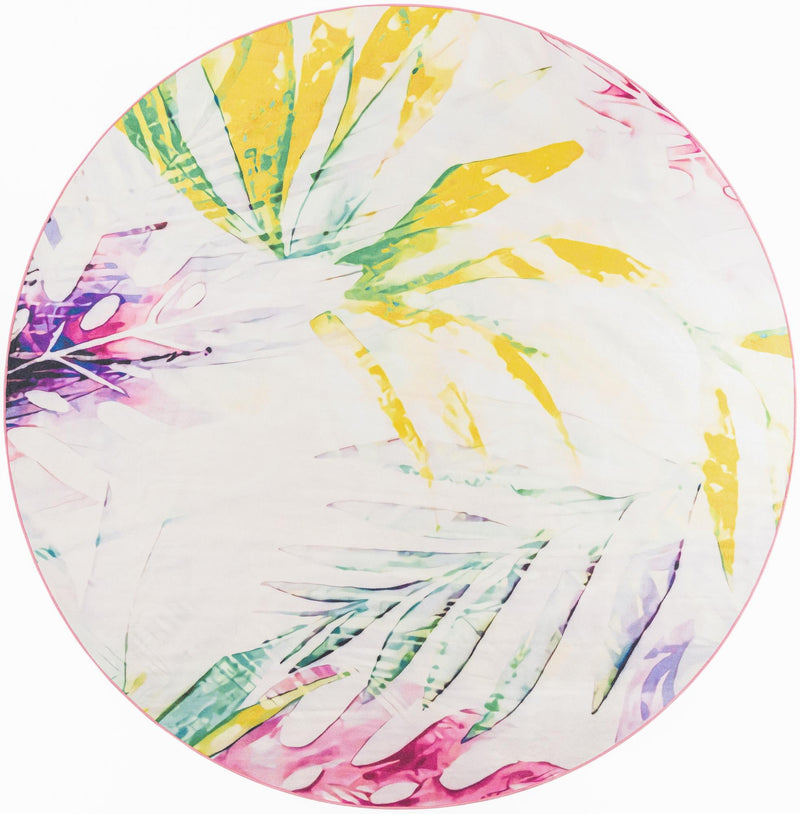 Belizean Tropics Outdoor Rugs Collection Area Rug - Hopkins Round Ivory lifestyle 17