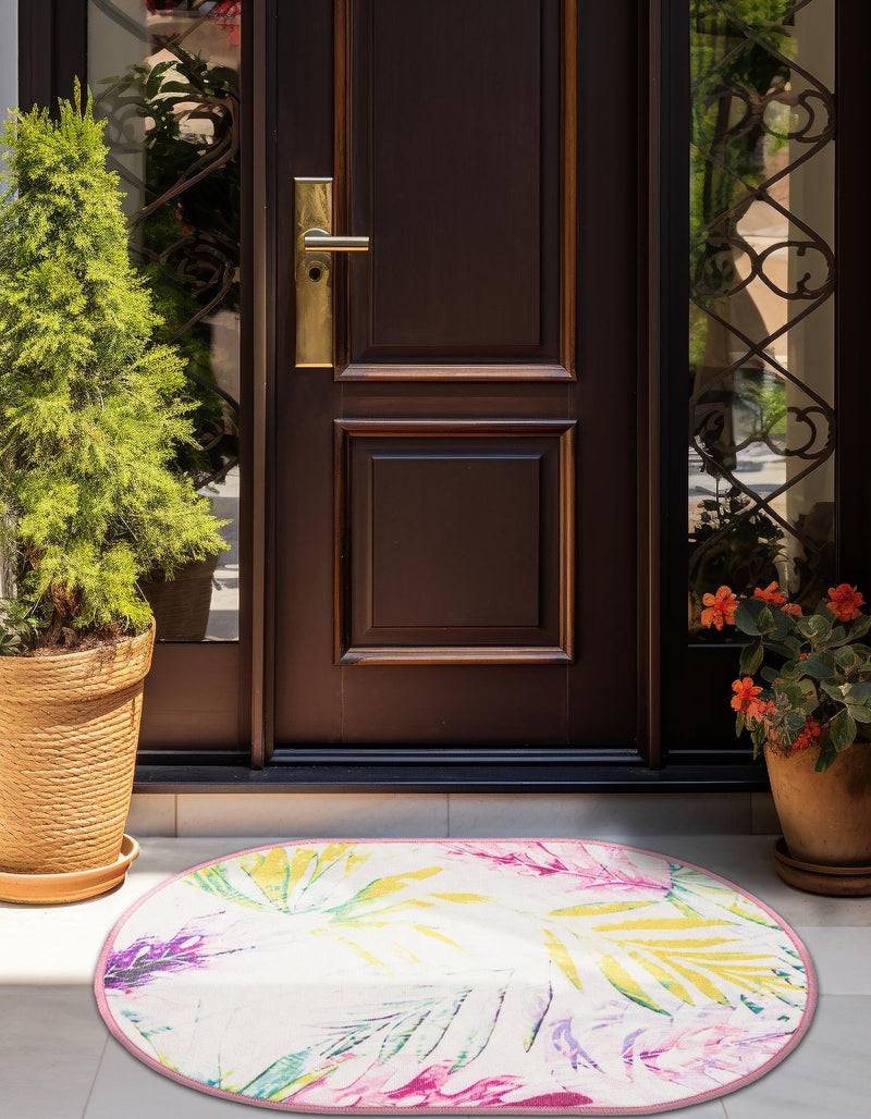 Belizean Tropics Outdoor Rugs Collection Area Rug - Hopkins Oval Ivory lifestyle 28