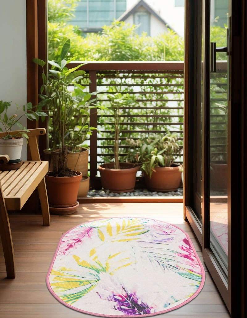 Belizean Tropics Outdoor Rugs Collection Area Rug - Hopkins Oval Ivory lifestyle 30