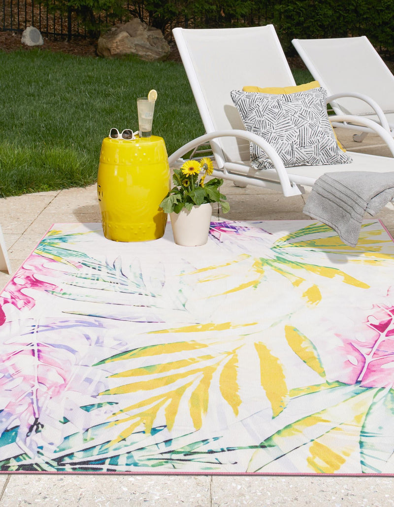 Belizean Tropics Outdoor Rugs Collection Area Rug - Hopkins Rectangle Ivory lifestyle 3