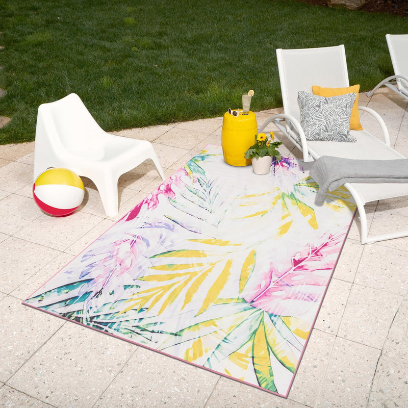 Belizean Tropics Outdoor Rugs Collection Area Rug - Hopkins Rectangle Ivory lifestyle 15
