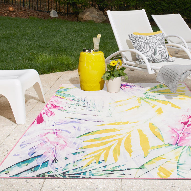 Belizean Tropics Outdoor Rugs Collection Area Rug - Hopkins Rectangle Ivory lifestyle 16