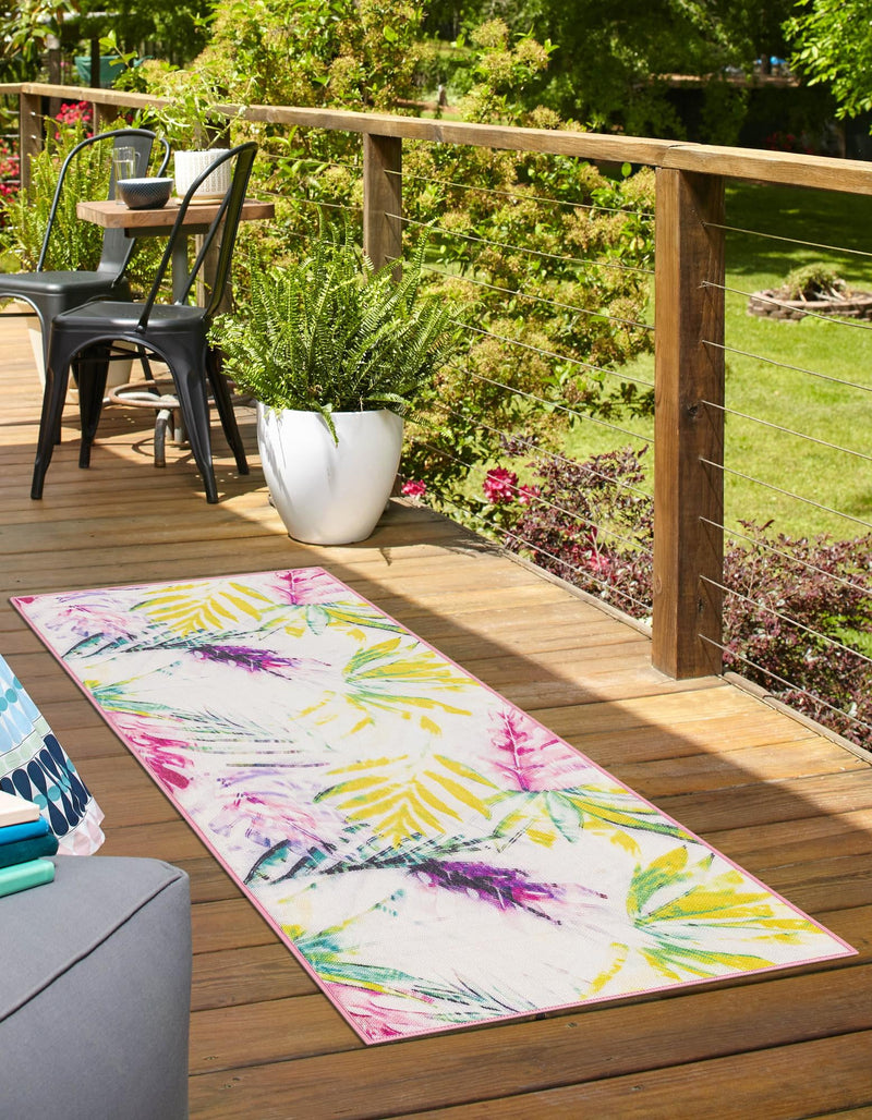 Belizean Tropics Outdoor Rugs Collection Area Rug - Hopkins Runner Ivory lifestyle 26