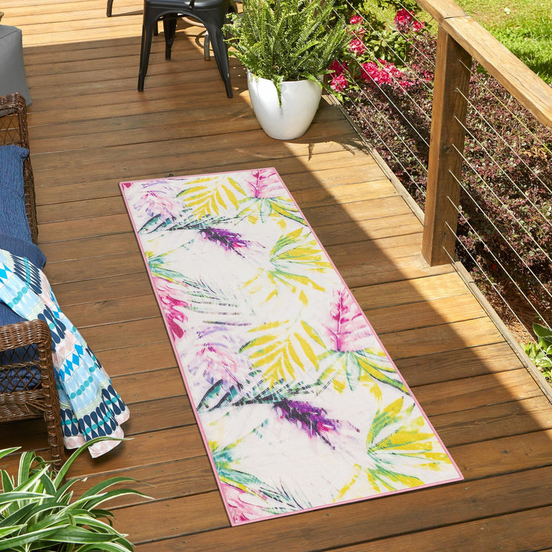 Belizean Tropics Outdoor Rugs Collection Area Rug - Hopkins Runner Ivory lifestyle 79