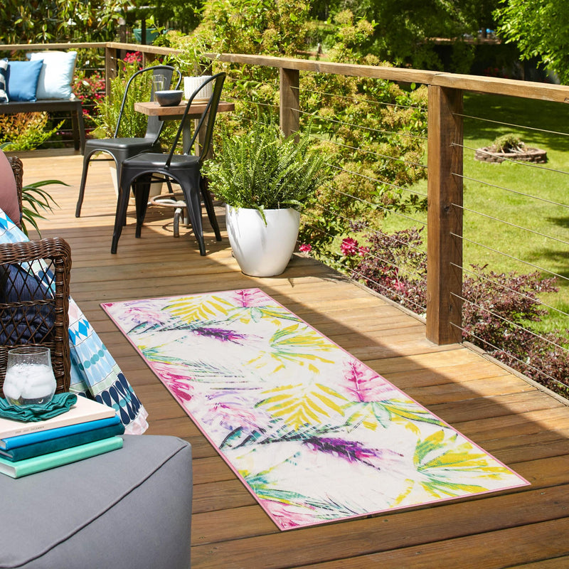Belizean Tropics Outdoor Rugs Collection Area Rug - Hopkins Runner Ivory lifestyle 82