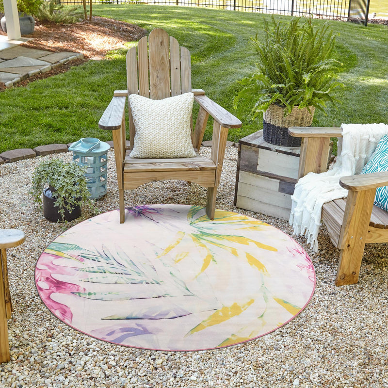 Belizean Tropics Outdoor Rugs Collection Area Rug - Hopkins Round Ivory lifestyle 78