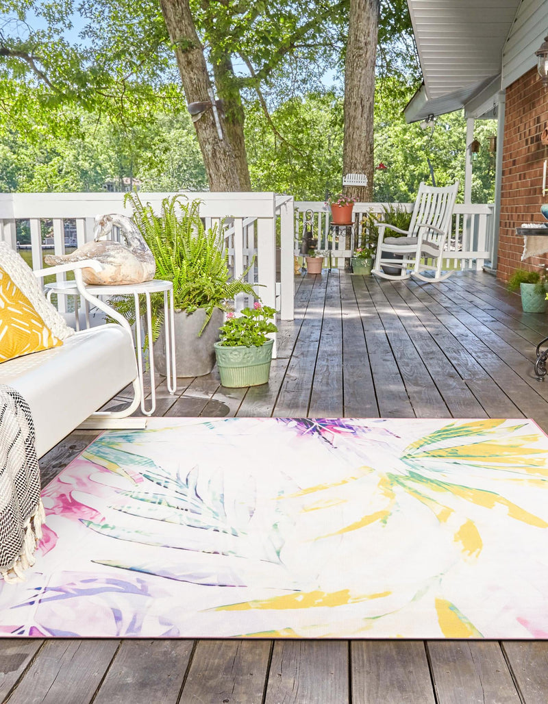 Belizean Tropics Outdoor Rugs Collection Area Rug - Hopkins Square Ivory lifestyle 27