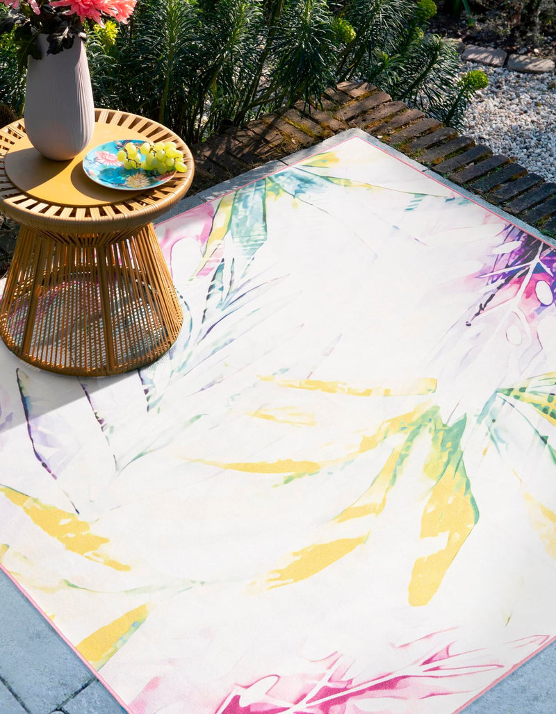 Belizean Tropics Outdoor Rugs Collection Area Rug - Hopkins Square Ivory lifestyle 29