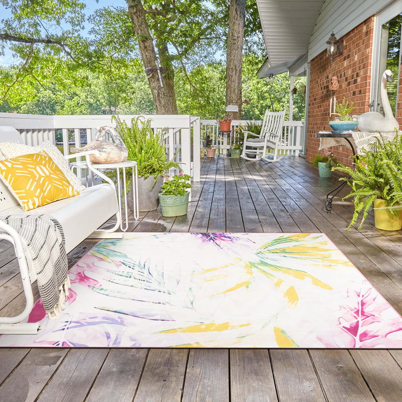Belizean Tropics Outdoor Rugs Collection Area Rug - Hopkins Square Ivory lifestyle 83