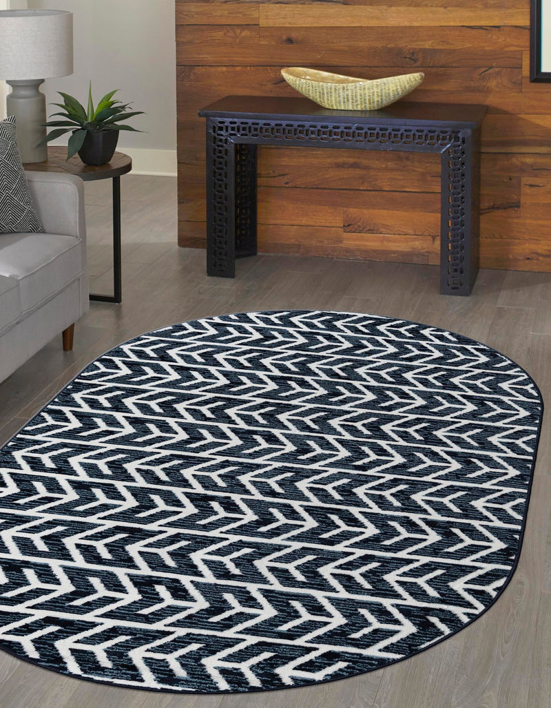 Catalina Cove Outdoor Collection Area Rug - Newport Oval Navy Blue lifestyle 27