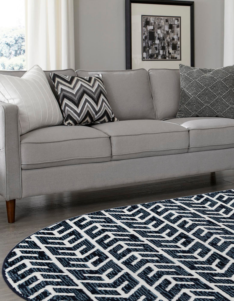 Catalina Cove Outdoor Collection Area Rug - Newport Oval Navy Blue lifestyle 31
