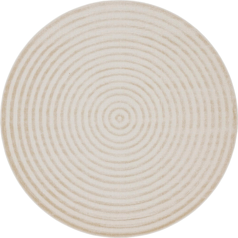 Catalina Cove Outdoor Collection Area Rug - Avalon Round Beige lifestyle 45