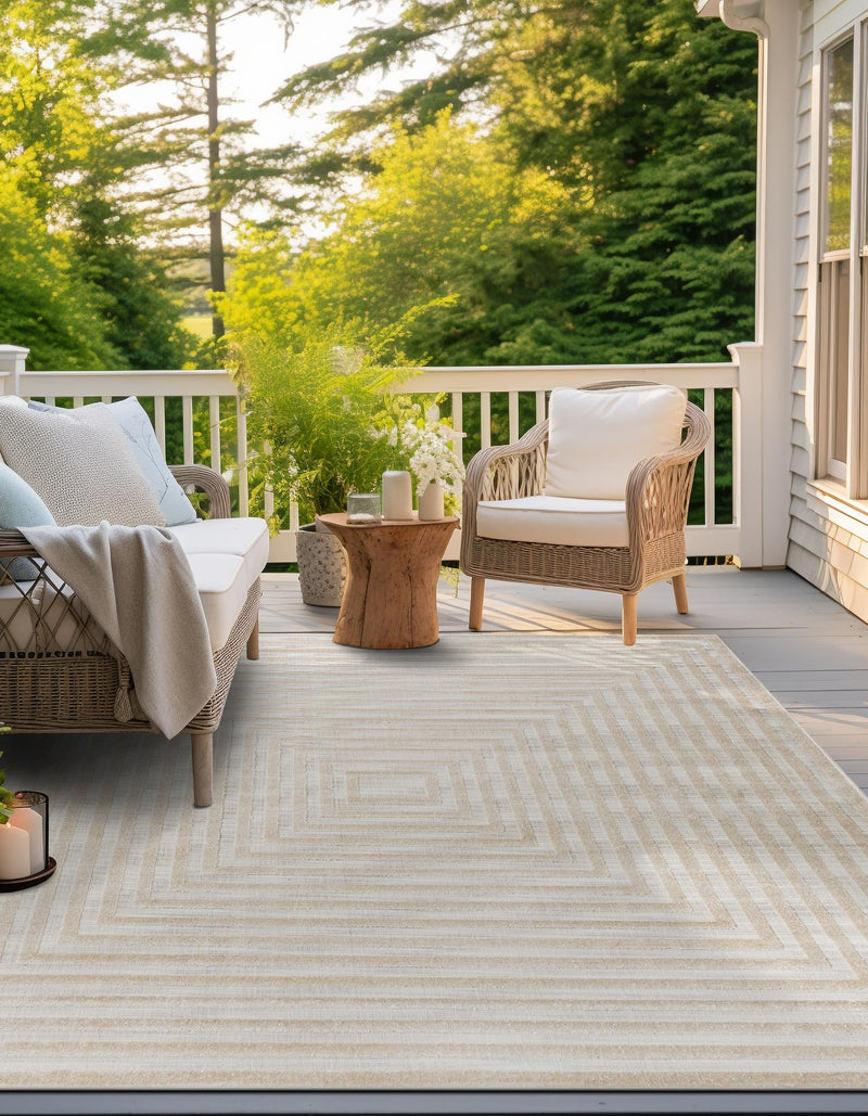 Catalina Cove Outdoor Collection Area Rug - Avalon Square Beige lifestyle 54