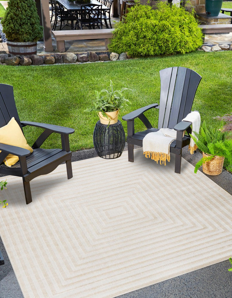 Catalina Cove Outdoor Collection Area Rug - Avalon Square Beige lifestyle 62