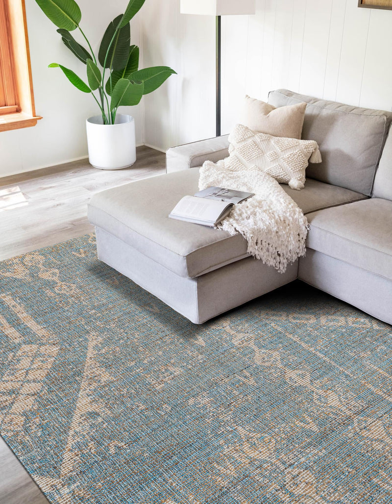 Desert Weave Jute Collection Area Rug - Kalahari Rectangle Antique Blue lifestyle 3