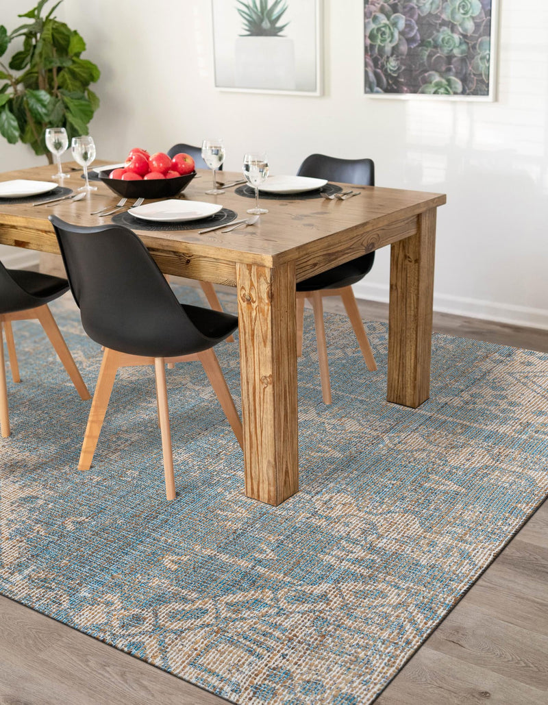 Desert Weave Jute Collection Area Rug - Kalahari Rectangle Antique Blue lifestyle 9