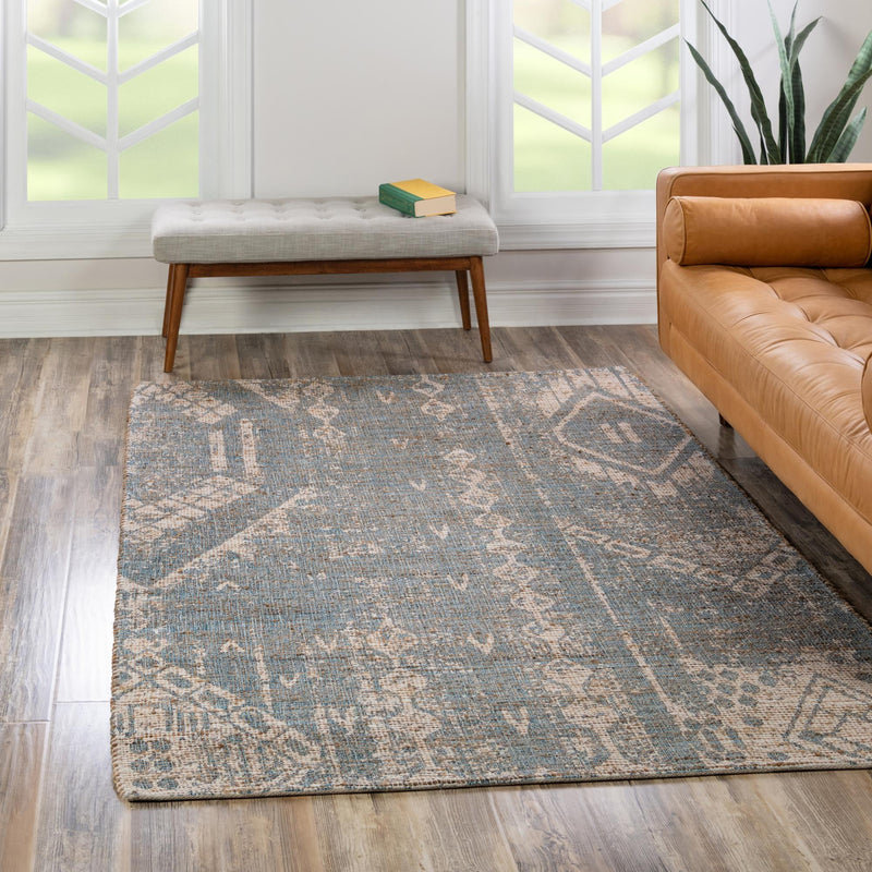 Desert Weave Jute Collection Area Rug - Kalahari Rectangle Antique Blue lifestyle 22