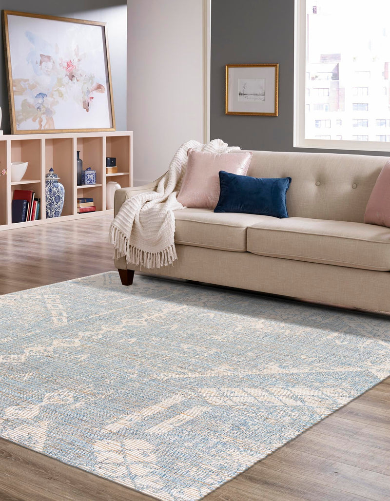 Desert Weave Jute Collection Area Rug - Kalahari Square Antique Blue lifestyle 29