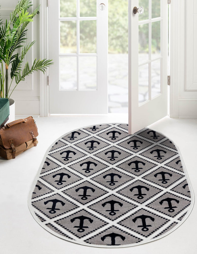 Urban Oasis Collection Area Rug - Astoria Oval Gray lifestyle 7