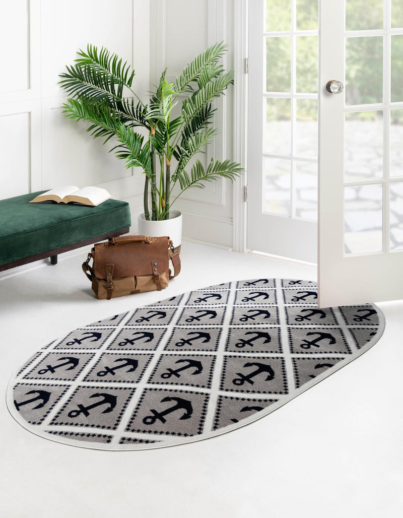 Urban Oasis Collection Area Rug - Astoria Oval Gray lifestyle 10