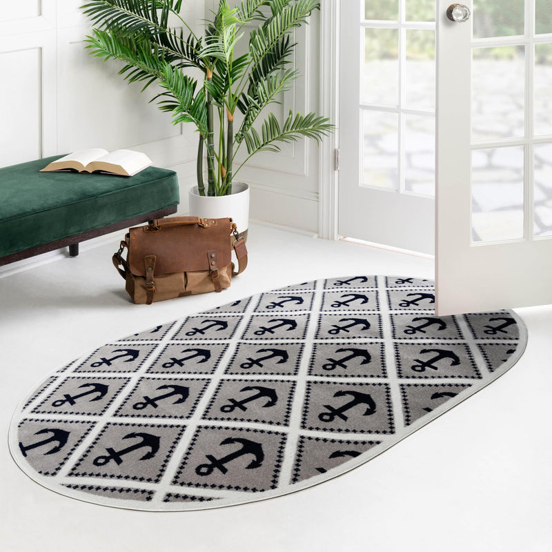 Urban Oasis Collection Area Rug - Astoria Oval Gray lifestyle 48