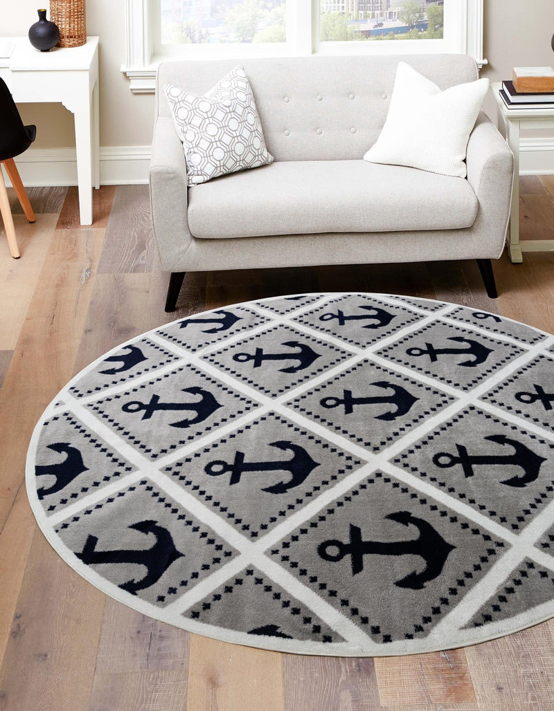 Urban Oasis Collection Area Rug - Astoria Round Gray lifestyle 6