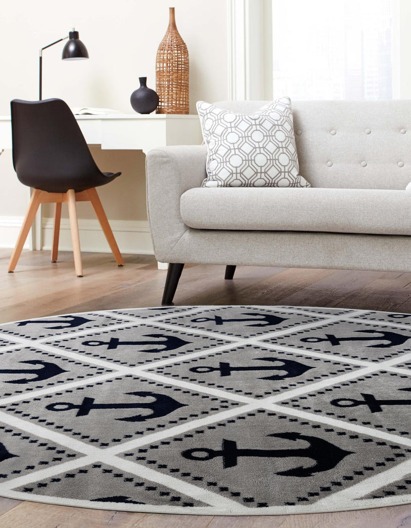 Urban Oasis Collection Area Rug - Astoria Round Gray lifestyle 9
