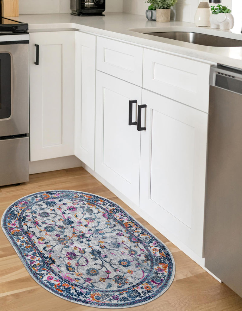 Prague Tapestry Collection Area Rug - Vysehrad Oval Ivory lifestyle 23