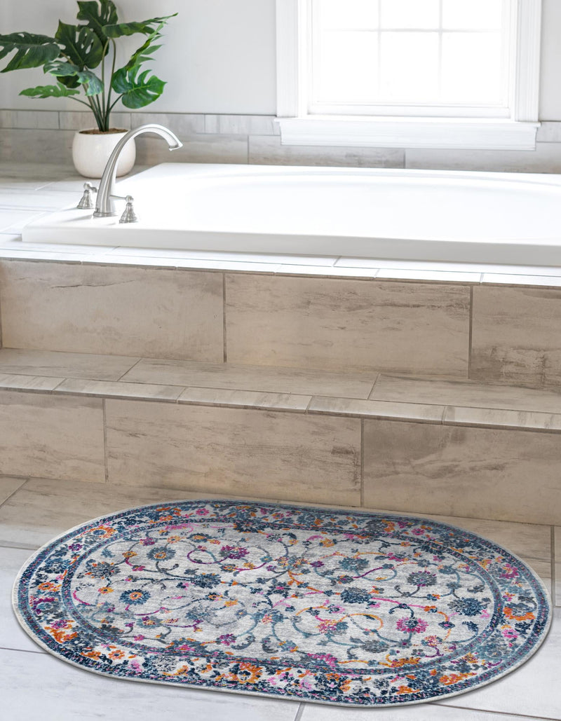 Prague Tapestry Collection Area Rug - Vysehrad Oval Ivory lifestyle 29