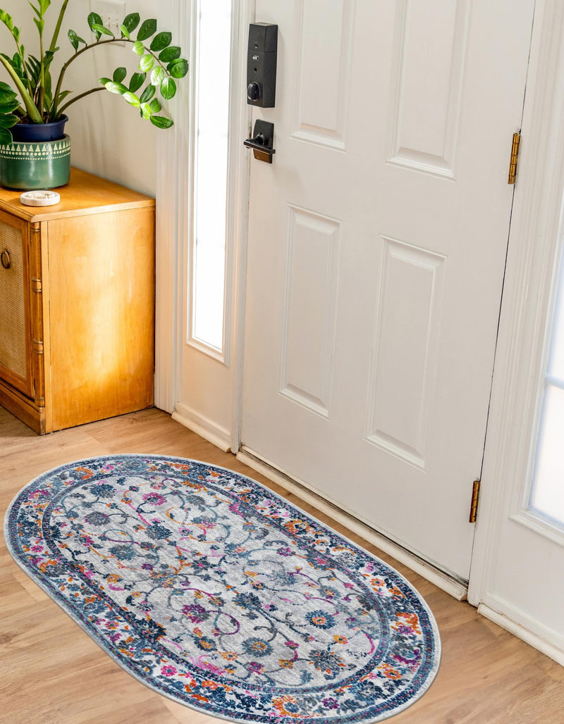 Prague Tapestry Collection Area Rug - Vysehrad Oval Ivory lifestyle 32