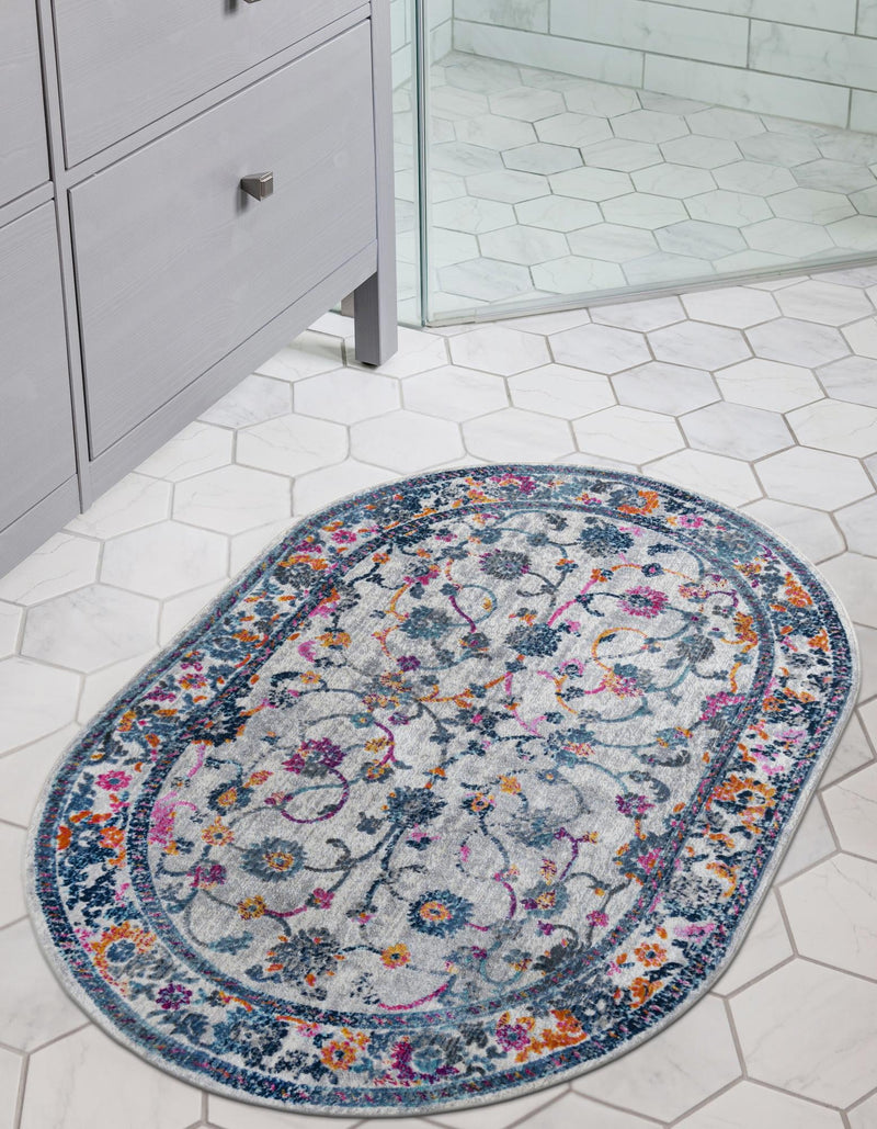 Prague Tapestry Collection Area Rug - Vysehrad Oval Ivory lifestyle 47