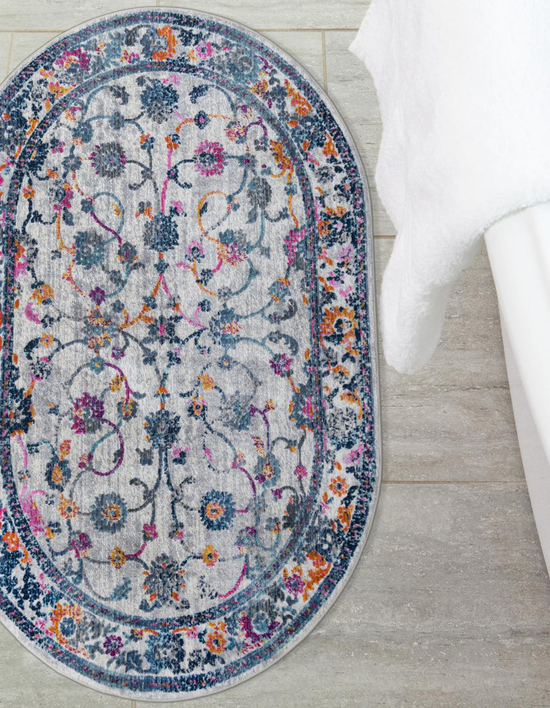 Prague Tapestry Collection Area Rug - Vysehrad Oval Ivory lifestyle 50