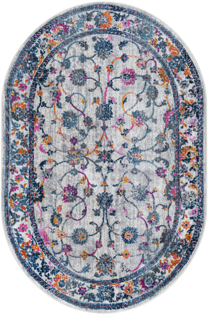 Prague Tapestry Collection Area Rug - Vysehrad Oval Ivory lifestyle 20