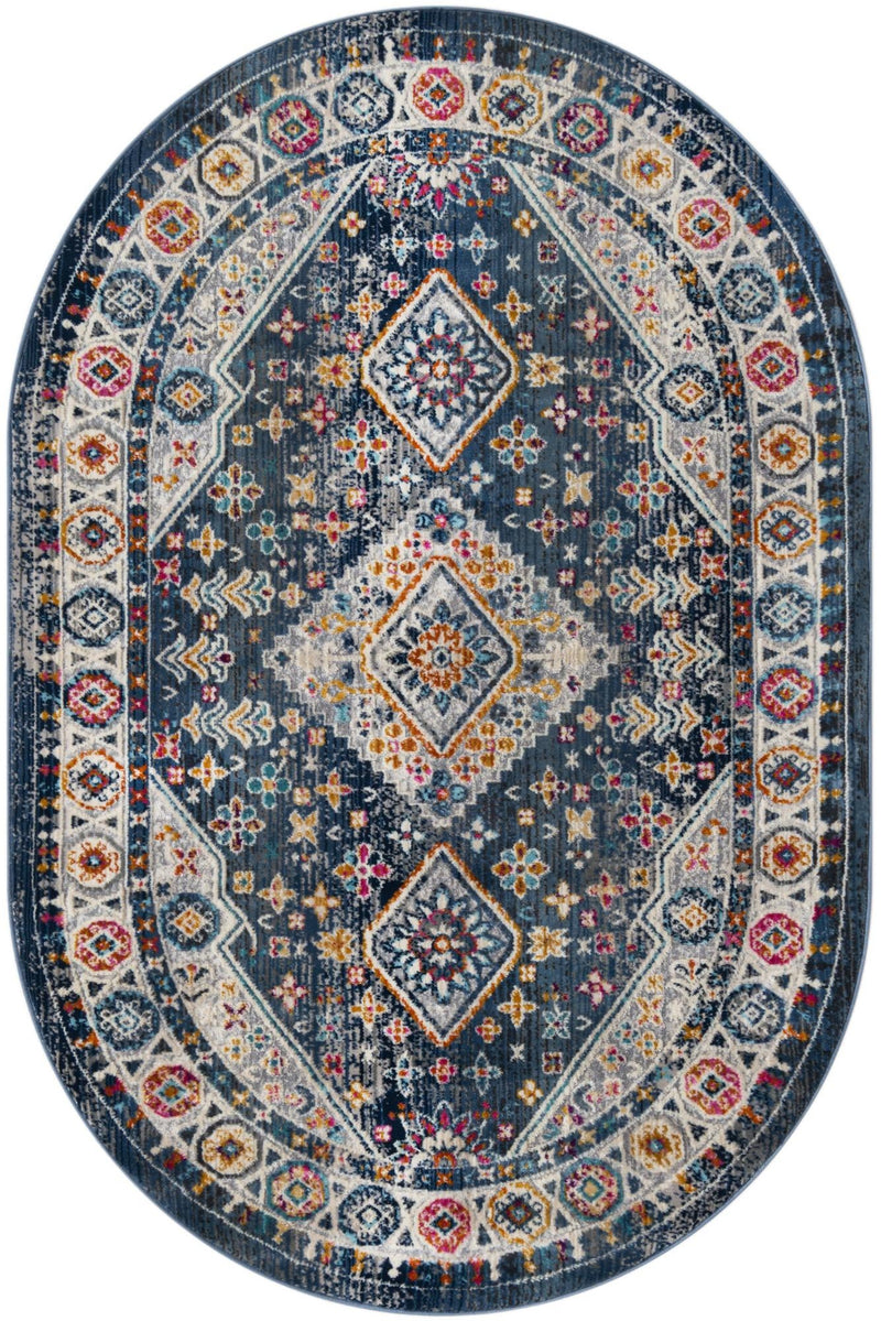 Prague Tapestry Collection Area Rug - Sumava Oval Blue lifestyle 35