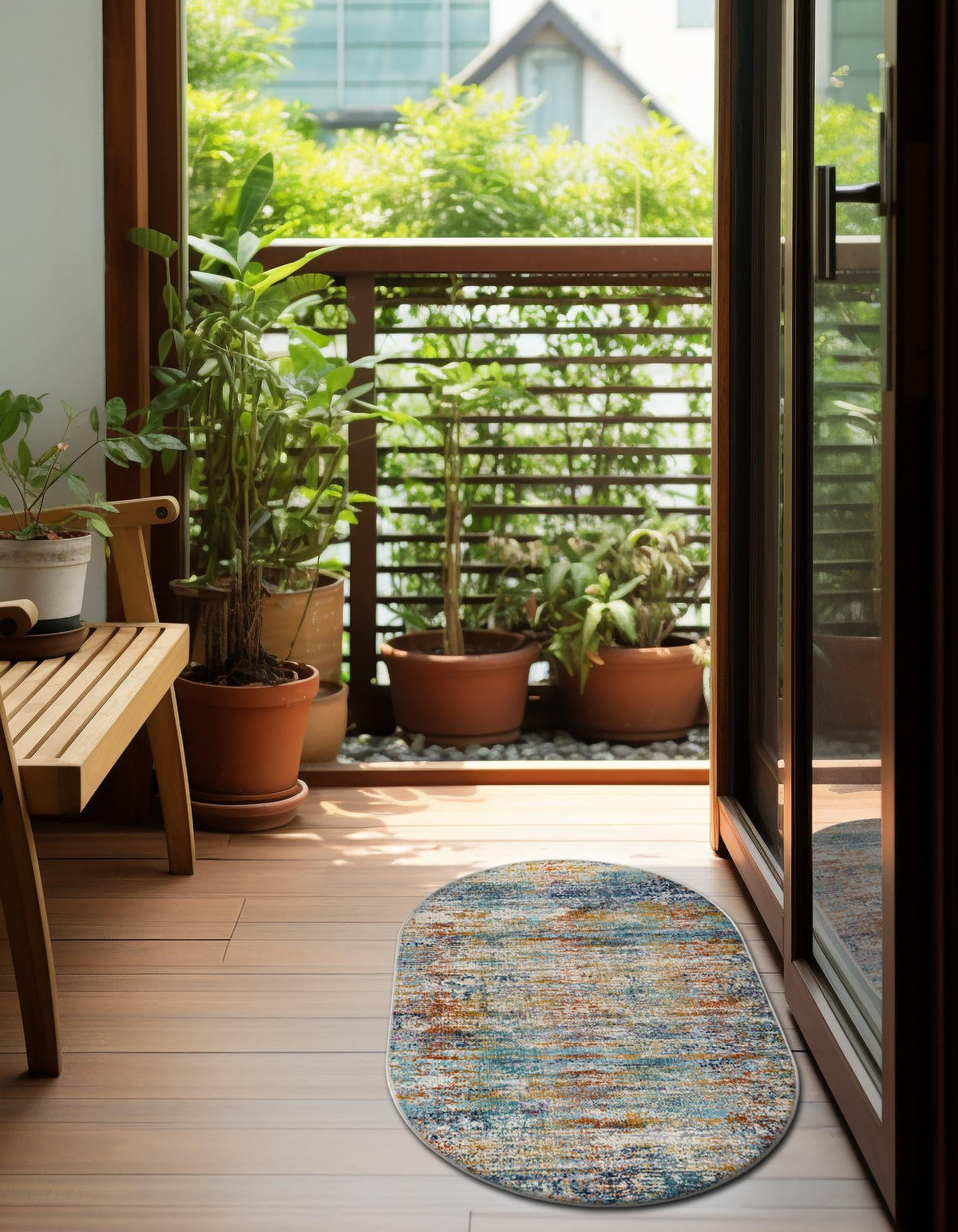 Santa Monica Sands Collection Area Rug - Topanga Oval Multi lifestyle 41