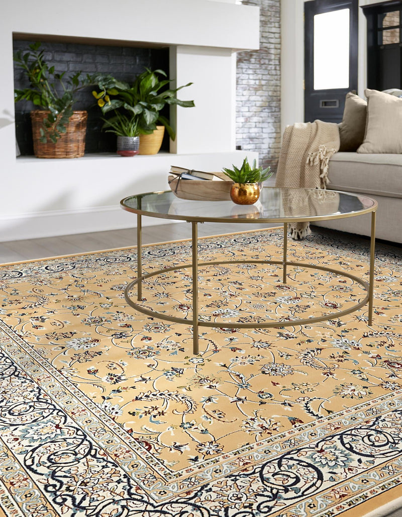 Persian Elegance Collection Area Rug - Ardabil Square Beige lifestyle 52