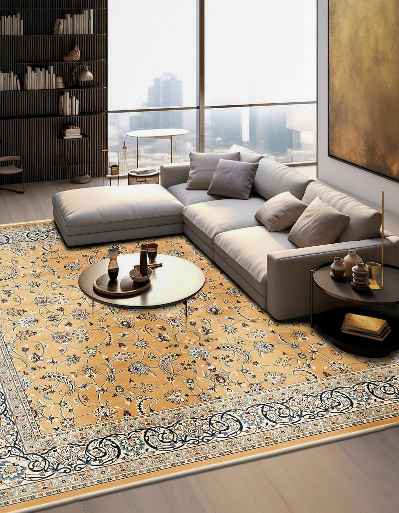 Persian Elegance Collection Area Rug - Ardabil Square Beige lifestyle 56