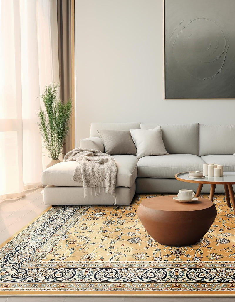 Persian Elegance Collection Area Rug - Ardabil Square Beige lifestyle 61