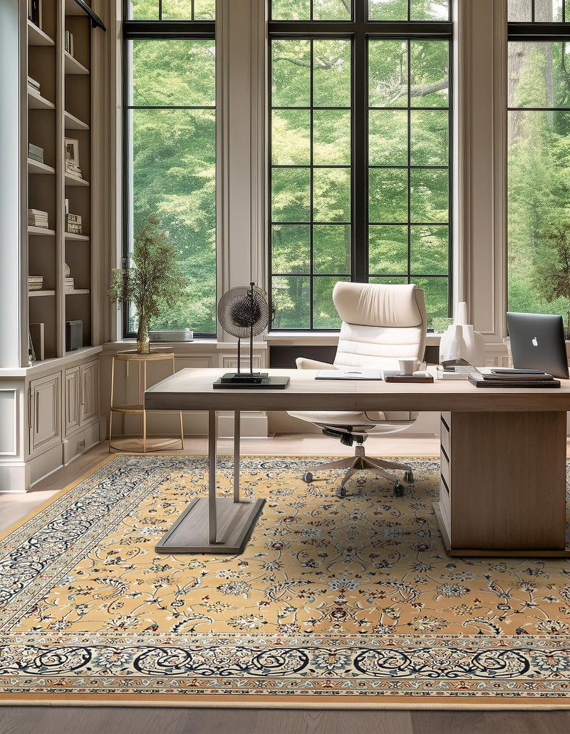 Persian Elegance Collection Area Rug - Ardabil Square Beige lifestyle 66