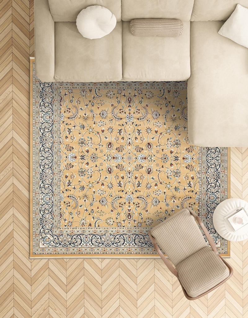 Persian Elegance Collection Area Rug - Ardabil Square Beige lifestyle 88