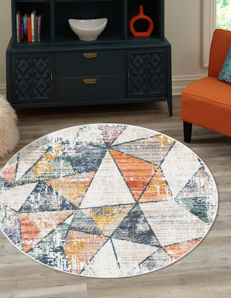 Jewel Oasis Collection Area Rug - Topaz Round Multi lifestyle 21
