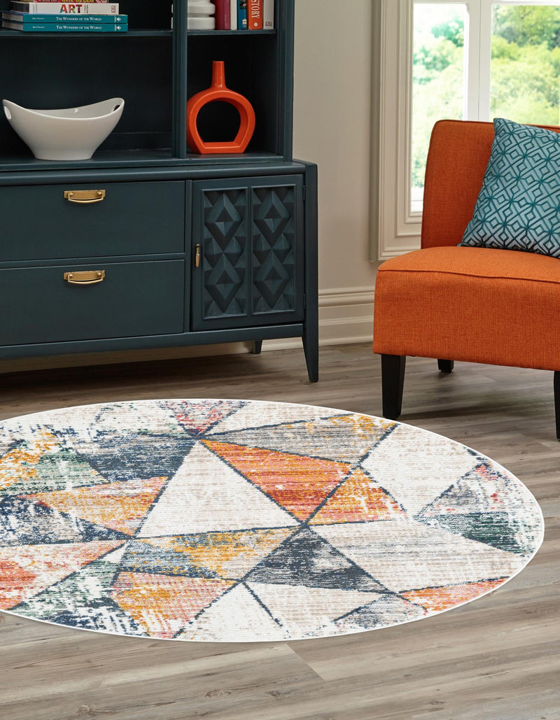 Jewel Oasis Collection Area Rug - Topaz Round Multi lifestyle 26