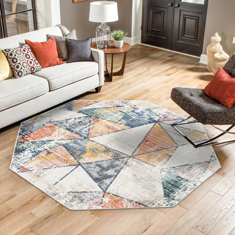 Jewel Oasis Collection Area Rug - Topaz Octagon Multi lifestyle 84