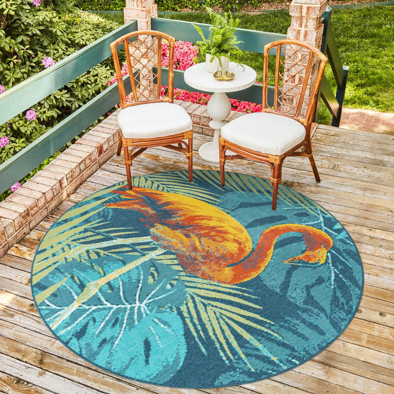 Seaside Haven Rugs Collection Area Rug - Tidepool Round Multi lifestyle 71