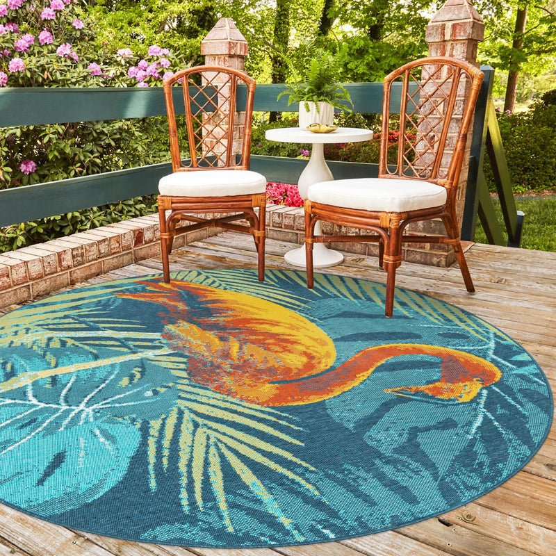 Seaside Haven Rugs Collection Area Rug - Tidepool Round Multi lifestyle 75