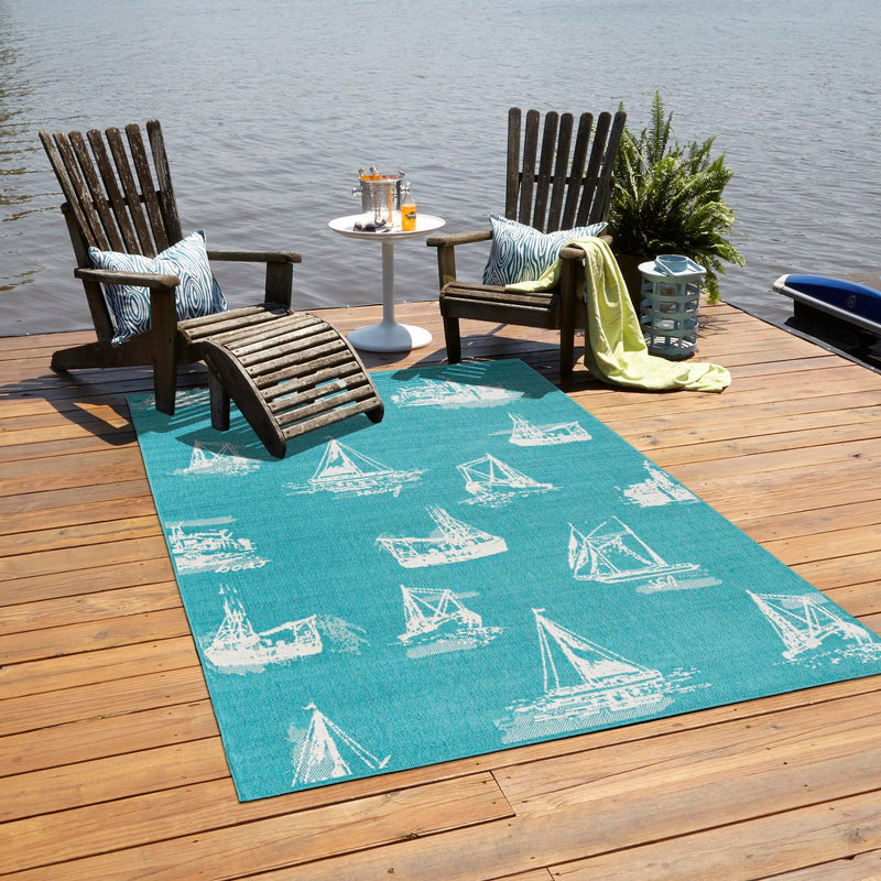 Seaside Haven Rugs Collection Area Rug - Beachcomber Rectangle Teal lifestyle 14