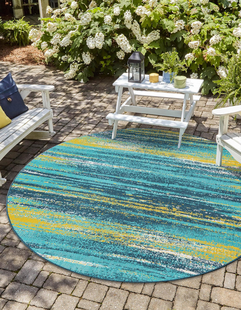 Seaside Haven Rugs Collection Area Rug - Sandbar Round Multi.Blue lifestyle 23