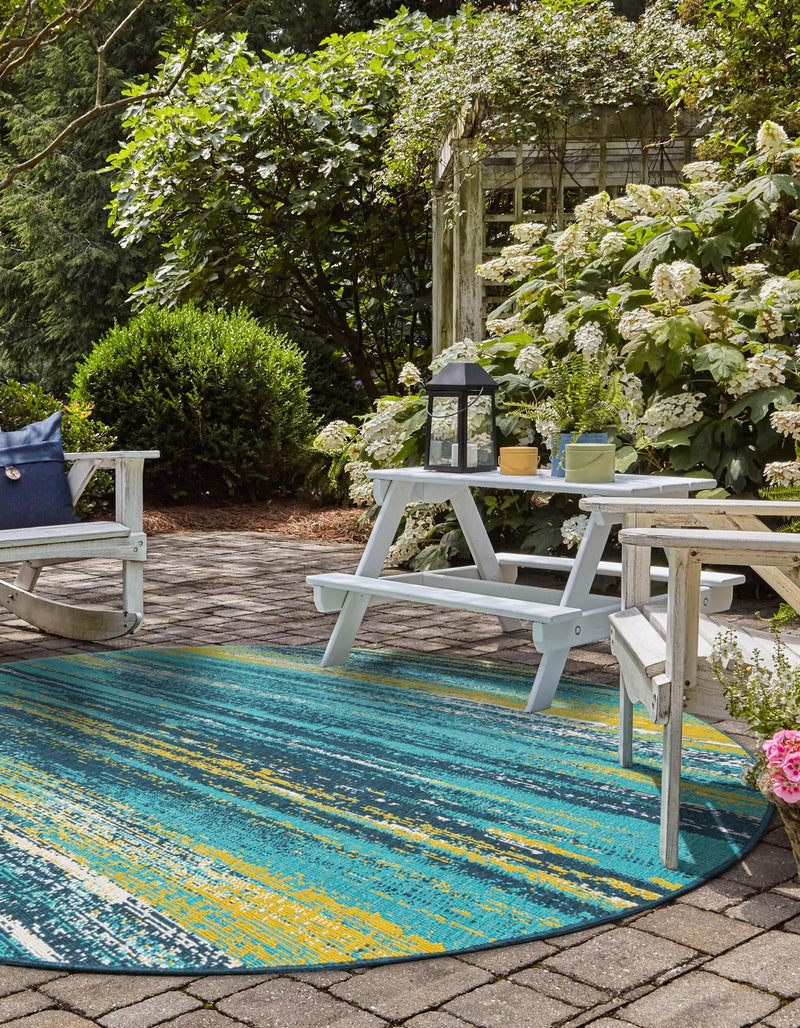 Seaside Haven Rugs Collection Area Rug - Sandbar Round Multi.Blue lifestyle 27