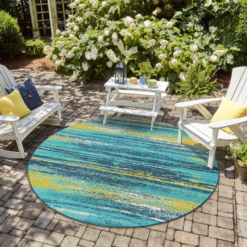 Seaside Haven Rugs Collection Area Rug - Sandbar Round Multi.Blue lifestyle 71